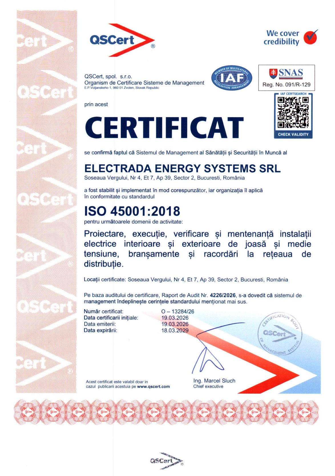 Certificat ISO 45001
